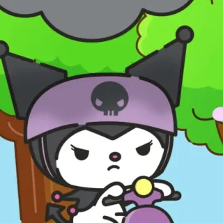 🕸 91a28a8a Kuromi ซานริโอ, การ์ตูน, อนิเมะ, น่ารัก, หมวกกันน็อค, หัวกะโหลก telegram sticker