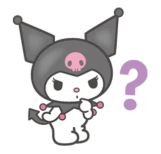 ❓ 066ce8c0 Kuromi サンリオ, 漫画, アニメ, 質問, かわいい telegram sticker