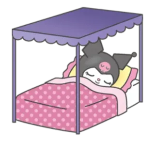 😴 378d76e1 Kuromi クロミ, 睡眠, ベッド, アニメ, 漫画 telegram sticker