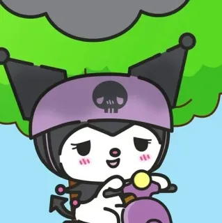 💜 cfed30a9 Kuromi Kuromi, Sanrio, character, cartoon, kawaii, cute, scooter, devil telegram sticker