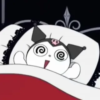 🥴 677c50f3 Kuromi Kuromi, Sanrio, Anime, Kawaii, Personaje, Cama, Cráneo telegram sticker