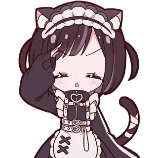 🫡 0f20d49d Maid, Anime, Telinga kucing, Imut, Chibi, Kartun telegram sticker