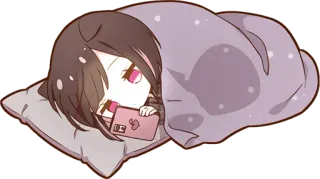 😴 0c395953 Чиби, Спит, Аниме, Каваий, Одеяло, Подушка telegram sticker