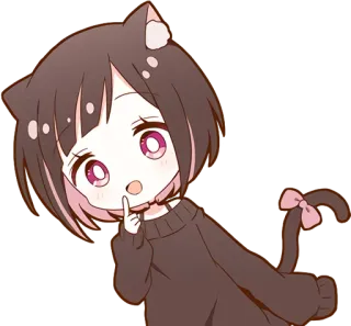 ☺️ 279ba3ea девушка аниме, девушка кошка, чиби, каваий, милый, манга, стикер telegram sticker