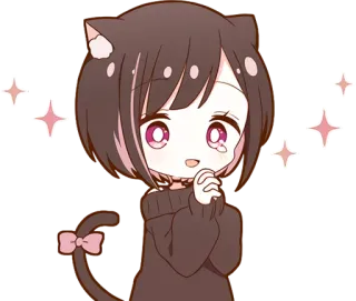 🤩 38d4f830 Аниме, Кот, Милый, Чиби, Каваий, Девушка, Блестки telegram sticker