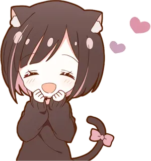🥰 3b96502c Аниме, Кот, Кавай, Милый, Манга, Девушка, Сердце, Стикер telegram sticker