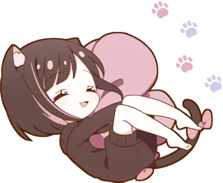 🤗 8bc71300 Аниме, Девушка-кошка, Милый, Кавай, Чиби, Манга, Кошачьи ушки, Котенок telegram sticker