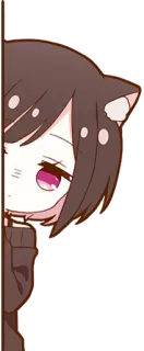 😐 91cd3868 Аниме, Девушка-кошка, Милый, Манга, Подглядывать, Наклейка telegram sticker