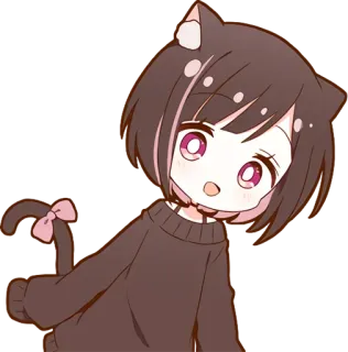 😊 c7a0d7ce Аниме, Девушка-кошка, Каваий, Манга, Милый, Наклейка, Мультфильм telegram sticker