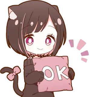 👌 f5d59a45 OK Аниме, Девушка-кошка, Окей, Одобрение, Милый, Кавай telegram sticker