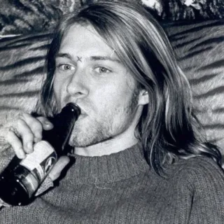 🍻 17ac9232 Kurt Cobain muzikant, zanger, rock, Kurt Cobain, Nirvana telegram sticker