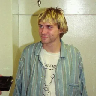 🙃 36ec6b54 Kurt Cobain How Are You? zanger, muzikant, Nirvana, grunge, jaren 90, blond telegram sticker
