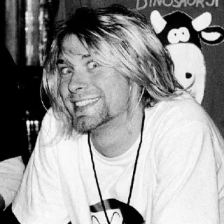 😄 3ff68751 Kurt Cobain muzikant, zanger, grunge, jaren 90, nirvana telegram sticker