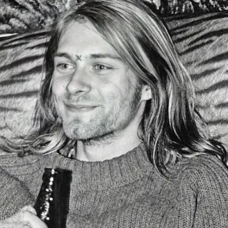 🍺 7943235a Kurt Cobain muzikant, zanger, songwriter, grunge, nirvana, jaren 90, rock telegram sticker