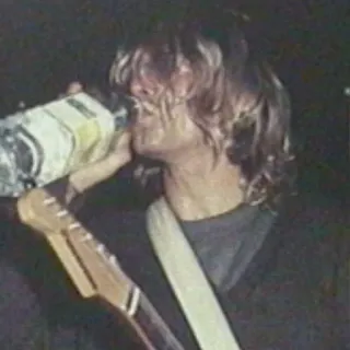 💦 aaf93e42 Kurt Cobain kurt cobain, nirvana, muzikant, drinken, gitaar telegram sticker