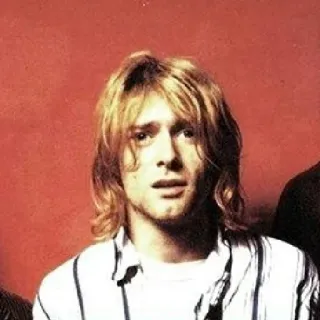 ☹️ ad811694 Kurt Cobain muzikant, zanger, gitarist, Nirvana, grunge telegram sticker