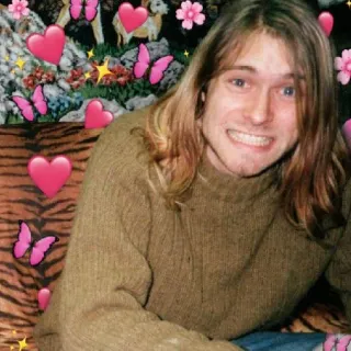 💗 edf75010 Kurt Cobain muzikant, zanger, gitaar, nirvana, kurt cobain telegram sticker