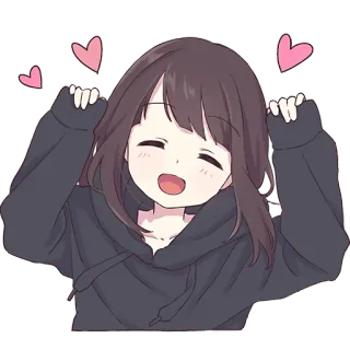 🤗 7de1904e anime girl, cartoon, cute, hearts, happy, kawaii telegram sticker