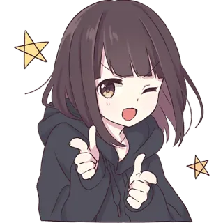 😉 b77f4993 anime, girl, cute, wink, star, hoodie, cartoon telegram sticker