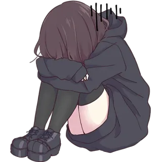 😣 c7c81923 anime, girl, sad, emotional, hoodie, crying telegram sticker