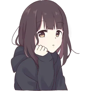 😐 fcda7910 anime girl, cartoon, cute, hoodie, animated, character, manga telegram sticker