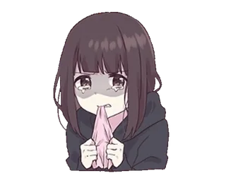 😠 6d9026bc llorando, anime, triste, chica, pañuelo whatsapp sticker