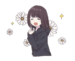 😁 cd534b07 Chica anime, Dibujos animados, Kawaii, Flores, Estrellas, Feliz, Lindo, Sudadera con capucha whatsapp sticker
