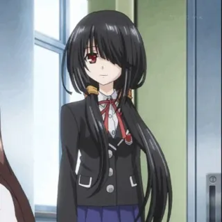 🍷 144516d2 Kurumi Tokisaki Date A Live anime, gadis, rambut hitam, seragam sekolah telegram sticker