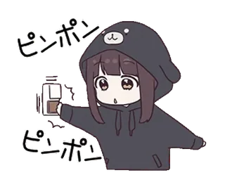 ⏹ 33e219d1 ピンポン 애니메이션, 소녀, 후드티, 귀여운, 카와이, 일본, 핑퐁 telegram sticker