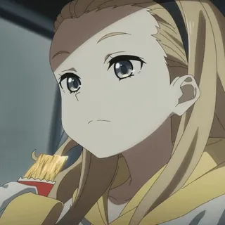 😛 aefd497d dziewczyna anime, je, blond włosy, kreskówka, portret, jedzenie telegram sticker