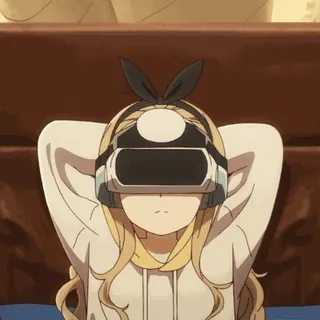 🥱 c1f60336 anime, dziewczyna, VR, headset, kreskówka telegram sticker