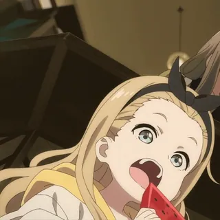 😌 e337c638 Anime, Dziewczyna, Arbuz, Jeść, Kreskówka telegram sticker