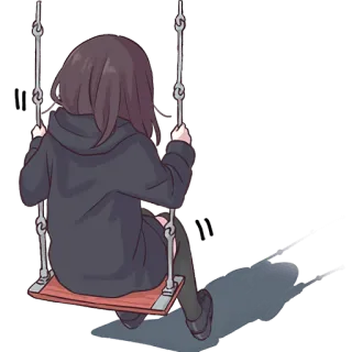 🦅 5b58c09d Garota anime, Balanço, Solitária, Triste, Moletom com capuz, Garota, Desenho animado, Morena telegram sticker