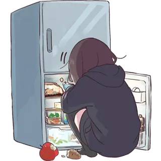 😋 c09fa7ab Anime, Comida, Garota, Geladeira, Desenho animado, Lanche telegram sticker
