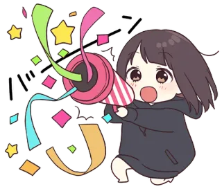 🎉 d42078f6 パーン Konfetti, Party, Feier, süß, kawaii, Anime Mädchen telegram sticker