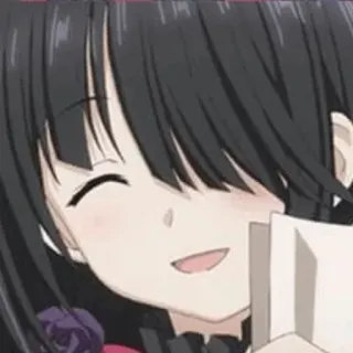 🥀 01657608 anime, Mädchen, lächeln, glücklich, Charakter, schwarze Haare whatsapp sticker