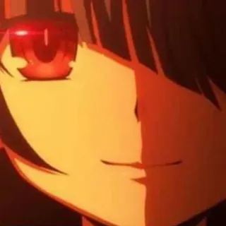🥀 15b70c94 Anime, Mädchen, Lächeln, rote Augen, dunkle Haare whatsapp sticker