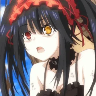 🥀 2dcba94f Anime, Mädchen, rote Augen, schwarze Haare, Geist, Date A Live whatsapp sticker