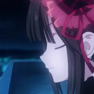 🥀 45a355d2 Anime, Mädchen, Schleife, süß, dunkles Haar whatsapp sticker