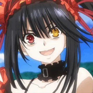 🥀 715cea1a Anime, Mädchen, Süß, Rote Augen, Schwarze Haare whatsapp sticker
