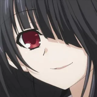🥀 99f41ce9 Anime, Mädchen, schwarze Haare, rote Augen, Lächeln, Cartoon whatsapp sticker