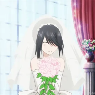 🥀 a59172e4 Anime, Hochzeit, Braut, Kleid, Blumen, Cartoon whatsapp sticker