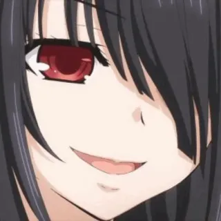 🥀 b1665479 Anime, Mädchen, rote Augen, Lächeln, süß whatsapp sticker