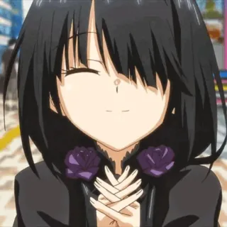 🥀 d5f78789 Anime, Mädchen, Süß, Rosen, Schwarze Haare whatsapp sticker