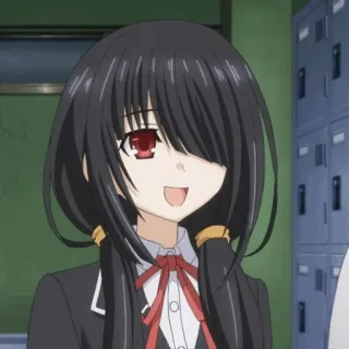 🥀 f082afa3 Anime, Mädchen, Schuluniform, rote Augen, schwarze Haare whatsapp sticker