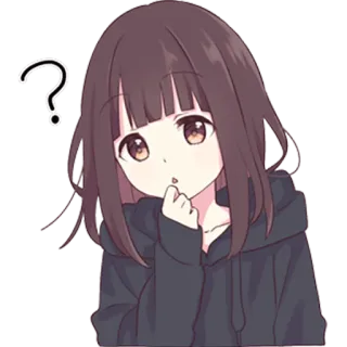 ❓ 07e926b7 Anime, Pertanyaan, Gadis, Lucu, Bingung, Berpikir whatsapp sticker
