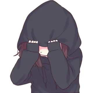 😳 57a05f7d Anime, Gadis, Hoodie, Tersipu, Imut, Kawaii whatsapp sticker
