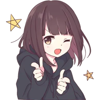 ⭐️ d7160e32 Anime, Kartun, Lucu, Gadis, Berkedip, Bintang whatsapp sticker