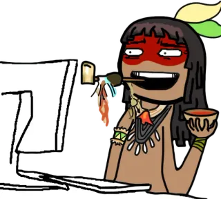 🖥 2d9b44d7 만화, 토착, 아마존, 원주민, 컴퓨터, 웃긴 telegram sticker