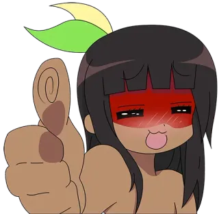 👍 ef57dcd8 애니메이션, 소녀, 엄지 척, 빨간 얼굴, 행복 telegram sticker